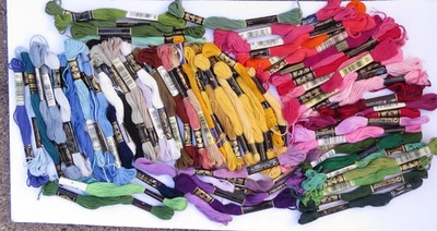 Lot 71 Embroidery Floss Thread MOSTLY DMC +JP Thread Various Colors few started - Image 1 of 4