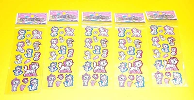 LOT 5x STICKERS SHEETS MARIE CAT KITTEN LOVELY BEAUTIFUL PINK CHARMING UMBRELLA - Image 1 of 4
