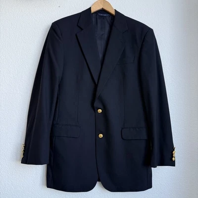 Brooks Brothers 1818 Madison Blazer Mens 40L Navy Loro Piana Wool $119 - Image 1 of 4