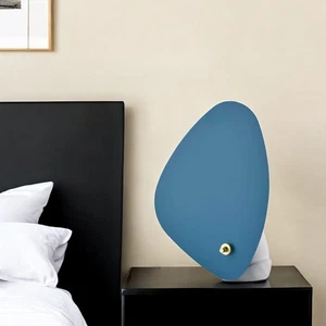 13" Gray Concrete Novelty Bedside Lamp With Aqua Novelty Shade - Picture 1 of 8