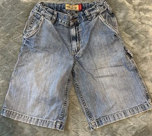 Old Navy Y2K Painter Jean Shorts Boys Sz 10 Baggy Adj Waist Carpenter Z1004 - Picture 1 of 14