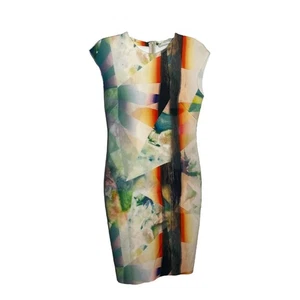 Vestido Colección Zara Estampado Abstracto Multicolor Funda Carrera Cóctel - Imagen 1 de 8