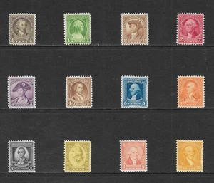 UNITED STATES SCOTT 704 - 715 MNH SET - 1932 WASHINGTON BICENTENNIAL ISSUE (F) - Picture 1 of 2
