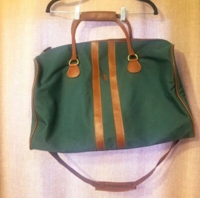 Bolso de Lona de Viaje Polo Ralph Lauren Verde Lona Cuero Borde Foto 1 de 4
