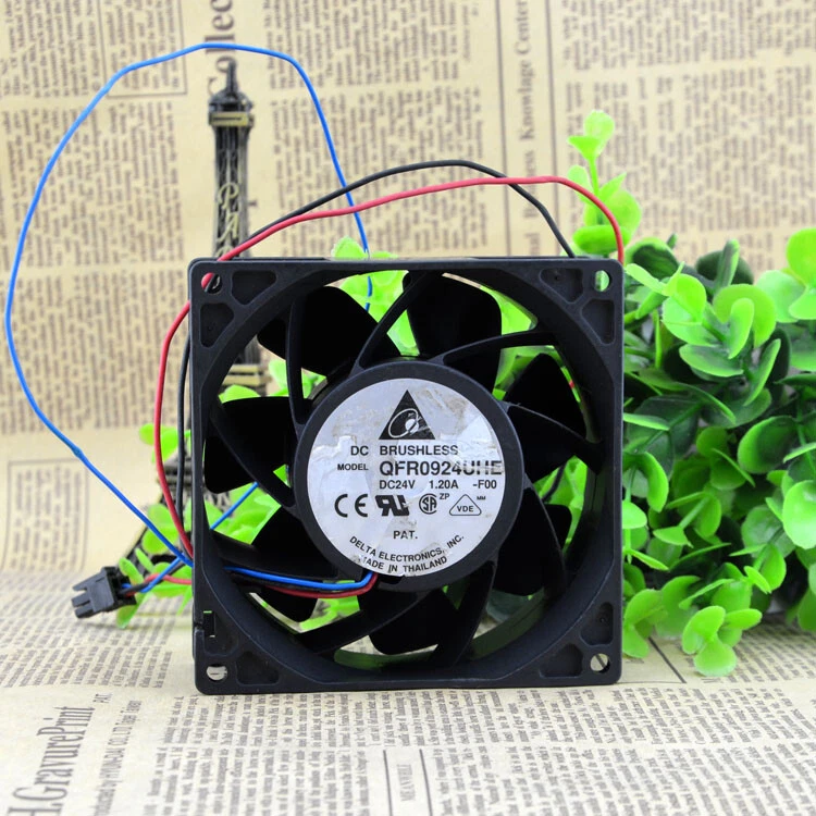 1PC New Delta QFR0924UHE 24V1.2A 9238 9038 3-Wire Double Ball Inverter Power Fan - Image 1 of 4
