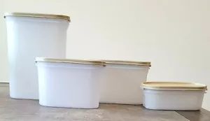 Tupperware Modular Mates Vorratsbehälter 4er Set hellbraun 1614 1612 1611 1616 - Bild 1 von 8