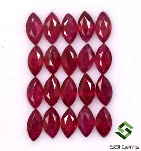 2.20 Cts Rubí Natural Corte Marquesa 4x2 MM Lote 20 Piezas Rojo Profundo Suelto - Picture 1 of 5
