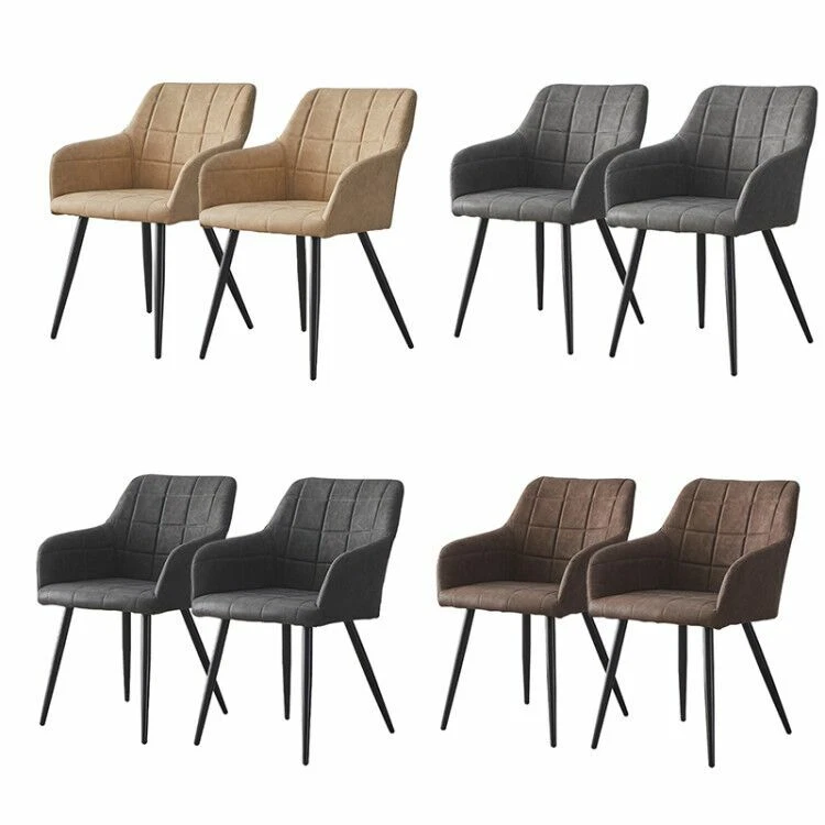 CLIPOP Pair of Faux Leather Dining Chairs Armchairs Kitchen Dining Room Furniture