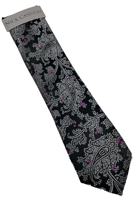 Corbata Nick Cannon Negra Paisley Seda 60" x 2 1/2" Foto 1 de 2