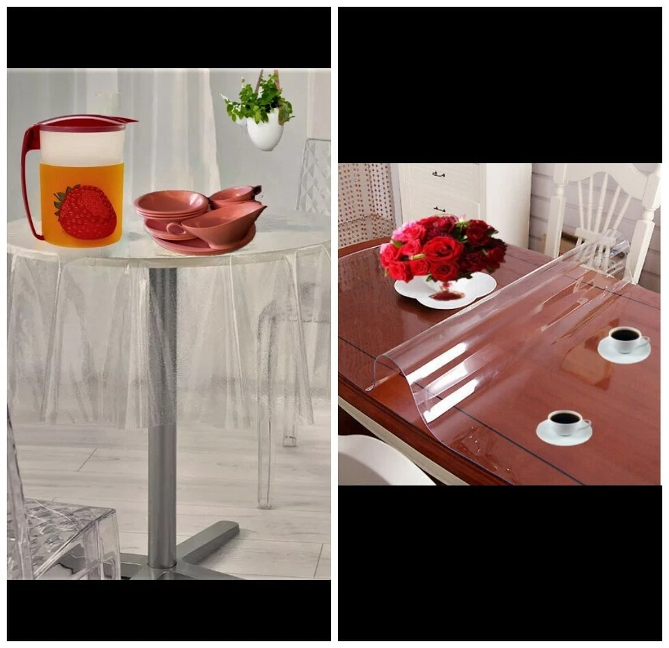 1PC VERSATIL HEAVY DUTY KITCHEN TABLE TOP CLEAR/TRANSPARENT TABLECLOTH COVER  - Image 1 of 1