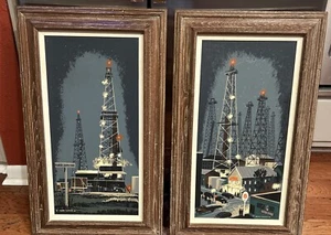 Mark Coomer Mid Century Modern Serigraphien 2er Set Öl Derrick Pierce Verbindung - Bild 1 von 24