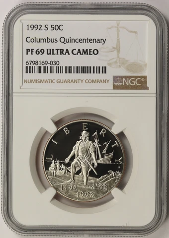 1992-S Columbus Modern Commemorative Half Dollar 50C Proof PF 69 Ultra Cameo NGC Cover