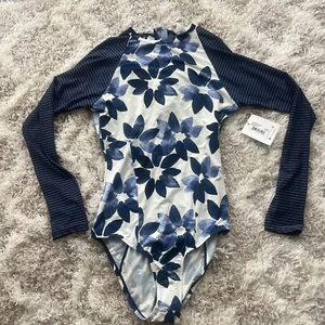 One piece swimsuit carve designs Rash Guard Striped Floral Size Medium Madeline - Picture 1 of 9