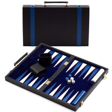 Small Folding Portable Leather Backgammon Travel Board Game Set with Game Pieces