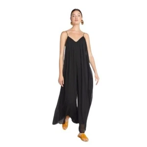 Choosy Gr. S Talkhouse Chiffon Jumpsuit weites Bein tiefer Rücken in Schwarz - Bild 1 von 13