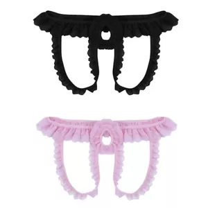 Biancheria intima da uomo Frilly stringa a G lingerie sissy senza uncinetto mutandine slip - Foto 1 di 10