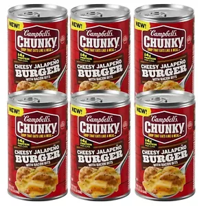 Campbell's Chunky Soup Cheesy Jalapeno Burger w Bacon Bits (6 Cans) Ready to Eat - Picture 1 of 13