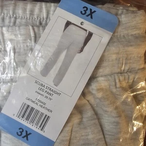 Danskin Women's Strait Leg Pants SZ 3XL Oatmeal Heather Grey Soft Pockets Nwt - Picture 1 of 6