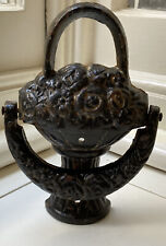 RARE Art Deco Cast Iron Painted Door Knocker In The Form Of A Basket Of Flowers