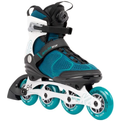 K2 Women's Alexis 84 BOA Breathable 4 Wheel Teal/White Inline Skates, All Sizes - Image 1 of 4