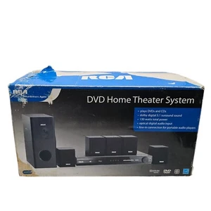 RCA DVD Home Theater System Black RTD3133 Subwoofer & 5 Speakers NEW Open Box - Picture 1 of 10