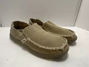Crocs Santa Cruz Loafers Slippers Slip On Shoes Canvas Khaki mens size 7 - Picture 1 of 7