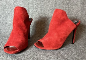 Steve Madden Shoes Womens 7 Red Suede Leather SOOKI High Heel Open Toe Stiletto - Picture 1 of 15