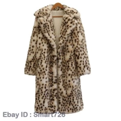 Men's Fur Coat Leopard Print Fox Fur Long Casual Winter Warm Windbreaker Jacket - Image 1 of 4