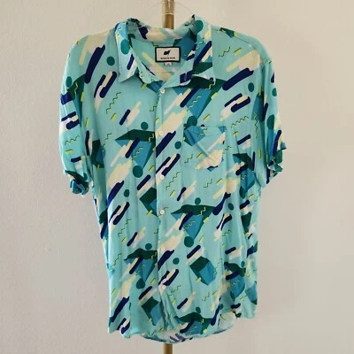 Maison Noir Short Sleeve Button Front Shirt Mens Size XXL 90s Geometric Print - Image 1 of 4