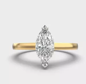1 Carat Marquise Cut Moissanite Ring Classic Solitaire Wedding Ring Single Stone - Picture 1 of 8