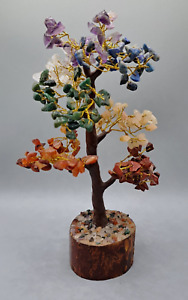 Feng Shui Money Tree Stone/Multi Color Gem and Metal Decorative Figurine 