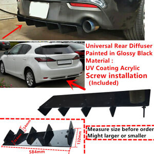 23x5" For 2011-2013 Lexus CT200h Rear Bumper 5 Shark Fins Diffuser Splitter Kit