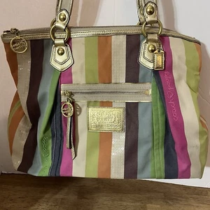 Vintage Coach Poppy Heritage Legacy Stripe Tote/Satchel Bag - Picture 1 of 12