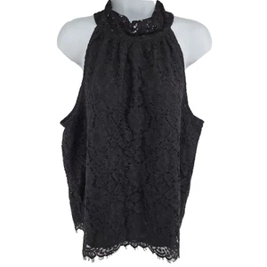 J.Crew Women's Black Lace Tie Neck Tank Blouse Size Large AG853 - Picture 1 of 14