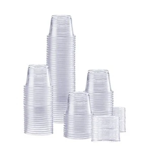 100 Pack 1oz Clear Plastic Disposable Condiment Cups Food Containers with Lids - Picture 1 of 7