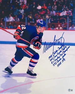 Mike Bossy Signed New York Islanders 16 x 20 Photo 5 Inscriptions Beckett COA - Picture 1 of 3