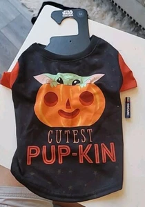 Disney Star Wars The Mandalorian Grogu Cutest Pup-Kin T Shirt Tee Dog Medium Nwt - Picture 1 of 6