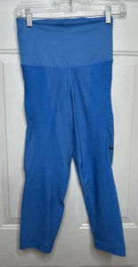 Womens Nike Dri Fit Sz Medium Leggings Ribbed Training High Waisted Blue Pants - Picture 1 of 5