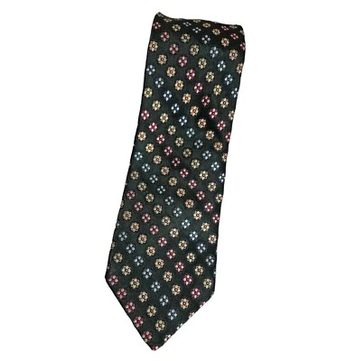 Corbata de seda VALENTINO ITALIA XL verde floral con:3,7" usada en excelente estado  Foto 1 de 4