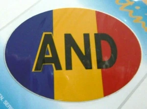 Souvenir-Aufkleber Andorra Länderkennzeichen Auto Flagge AND 80er Oldtimer - Bild 1 von 2