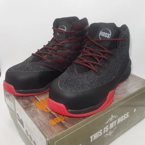 NEW Hoss Boots Rim Fly Black Red High Top Composite Toe Slip Resistant Men's 9 - Picture 1 of 9
