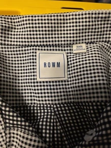 ROWM Mens 3XB Button Up Shirt, Front Pocket, Black White Check Long Sleeve - Picture 1 of 8