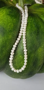 SCHMUCK-STCK Süßwasserperle PERLEN KETTE COLLIER weiß Silber 45cm A - Picture 1 of 1