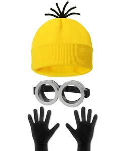 HEYFIZZ 3Pcs Halloween Costume Set Goggles Yellow Beanie Gloves for Adults - Picture 1 of 6