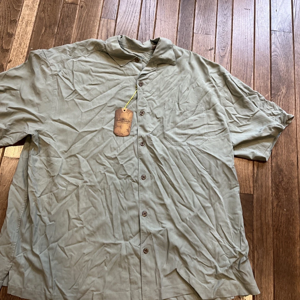 NUEVO CON ETIQUETAS Camisa Tommy Bahama 2XB Isla Sarga Rayas Oxidado Metal Seda Manga Corta Foto 1 de 4