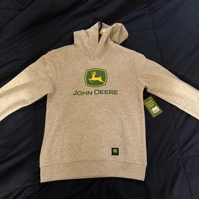 全新带标签 ~ John Deere 男孩连帽衫 尺寸 L 10/12 — 第 1/4 张图片
