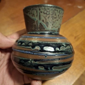 Vintage Keramik OMC Otagiri Japan Keramik Knospe Vase ausgezeichnete Linien & Glanz 4" x 3,5" - Bild 1 von 9