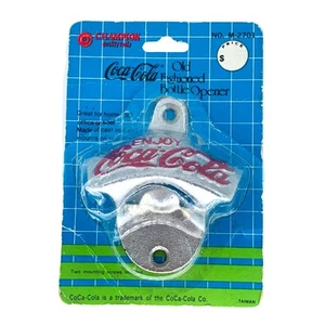 Coca Cola Bottle Opener Vintage Wall Mount Cast Iron Silver Red Champion Screws - Picture 1 of 8