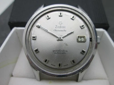 Vintage Zodiac Goldenline Chronometre Stainless Mens Watch Runs NEEDS WORK - Image 1 of 4
