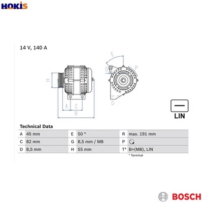 ALTERNATOR 0 986 047 380 FOR VOLVO S80/I XC90/SUV S60 XC70/CROSS/COUNTRY V70 - Image 1 of 4